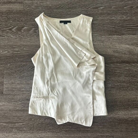 EUC Alexander Wang 100% Silk Asymmetrical Draped Blouse Vest Top Tie Back Size 6 - Picture 11 of 15